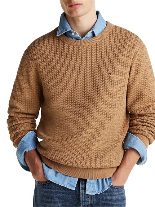 Maglioncino uomo caramello in cotone Tommy Hilfiger | MW0MW37400RBC